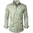 JEMITOP Men's Stretch Wrinkle Free Dress Shirts Formal Wedding Prom Long Sleeve Button Down Shirt