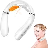 Congshin Intelligent Portable Neck Massager with Heat for Pain Relief, Cordless Pulse Neck Massager with Voice Broadcast & 6 Modes 16 Levels Intensity Massage for Office Home Outdoor Use