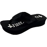 Gypsy Soule Women's Flip Flops 2" WEDGE Comfort Sole Sandals - BLACK - Size 10