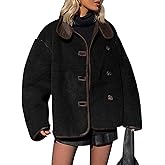 Tankaneo Womens Faux Fur Jackets Warm Winter Casual Button Down Stand Collar Long Sleeve Shaggy Outwear Coats