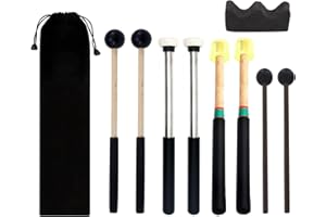 Jiayouy 4Pair Steel Tongue Drum Mallets with Bracket and Storage Bag,3 Pair Rubber Head Percussion Sticks,1 Pair Felt Head Drum Stick,Drum Hammer for Ethereal Drum Xylophone Woodblock Glockenspiel
