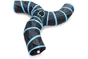 Bemodst Cat Tunnel for Indoor Cats, 2 Way/3 Way/4 Way/5 Way Cat Tubes and Tunnels Collapsible S-Shape Small Animal Tubes Kitty Tunnels Interactive Maze Cat Toy for Kitten Rabbit Ferret - 3-Way