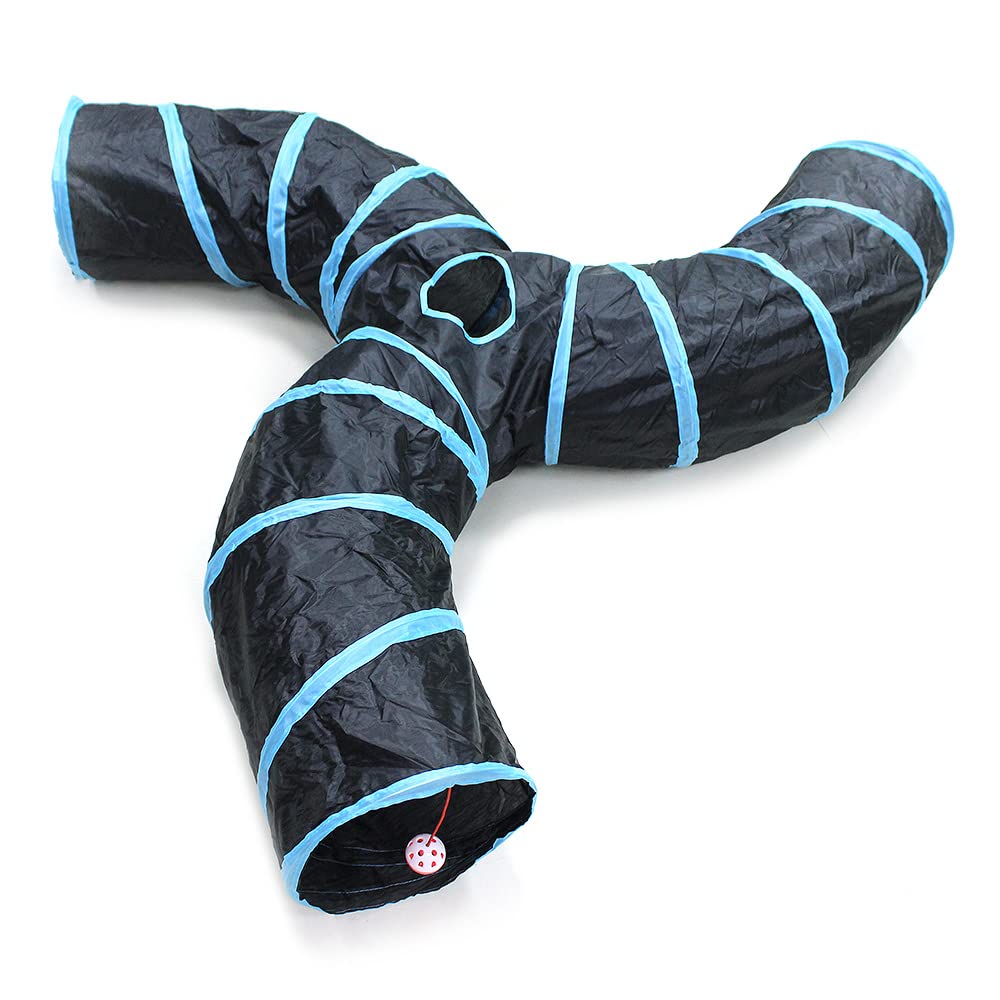 Bemodst S-Type Cat Tunnel, 2/3/4 Way Collapsible S-shape Small Animal Tubes Kitty Tunnels Interactive Maze House Toy With Storage Bag For Kitten Puppy Rabbit Guinea Pig