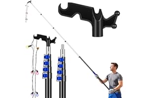 Leriton 7-30 ft Long Christmas Light Hanger Pole with Utility Hook, Telescopic Extension Pole Multi-Purpose for Christmas String Lights Installation Painting Cleaning Without Ladder (Blue)