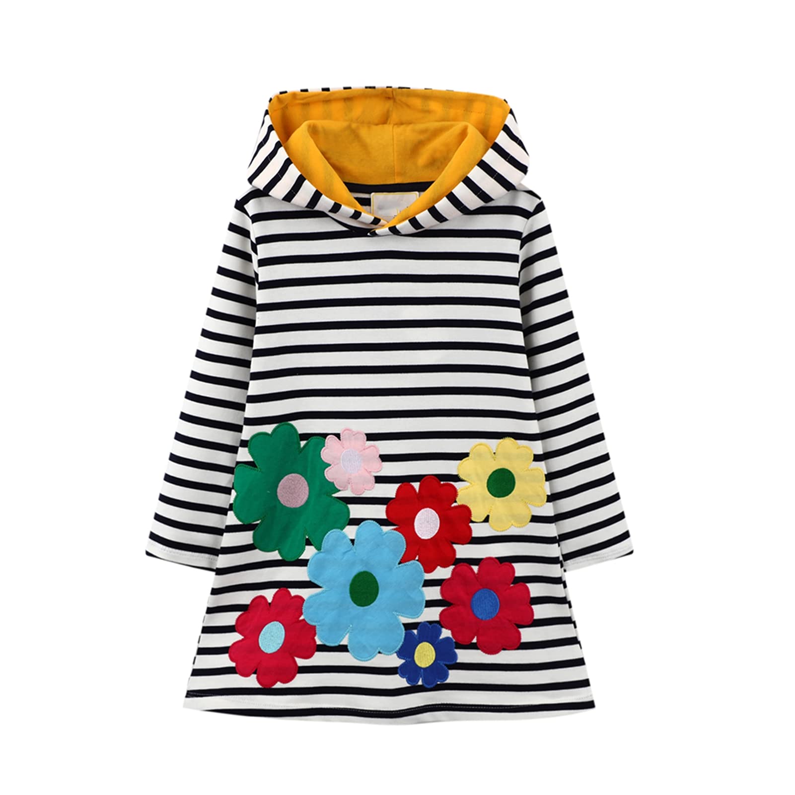 Photo 1 of HILEELANG Girl Hoodie Dress Winter Long Sleeve Warm Sweatshirt Fleece White Stripe Playwear Dresses Size 8