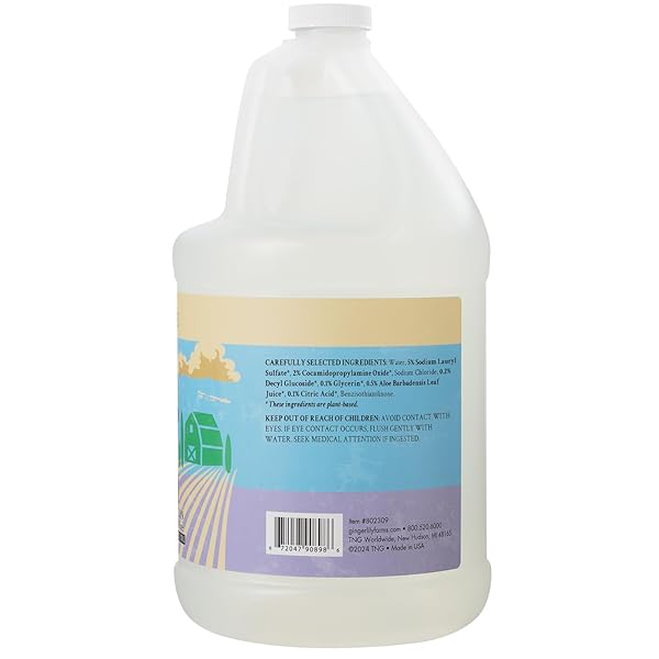 GINGER LILY FARMS BOTANICALS PLANT-BASED LIQUID DISH SOAP, CONCENTRATED FORMULA WITH MAX GREASE CLEANING POWER, CRUELTY-FREE, FRAGRANCE-FREE, 1 GALLON REFILL (128 FL. OZ.), CLEAR