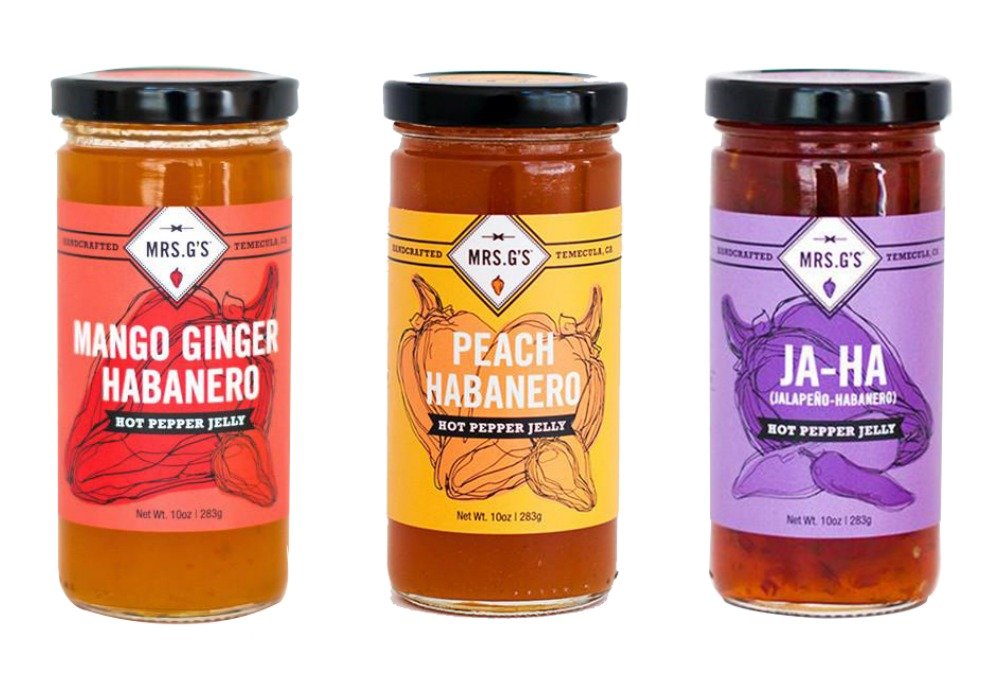 Mrs. G's Hot Pepper Jelly 3Pack Mango Ginger Habanero