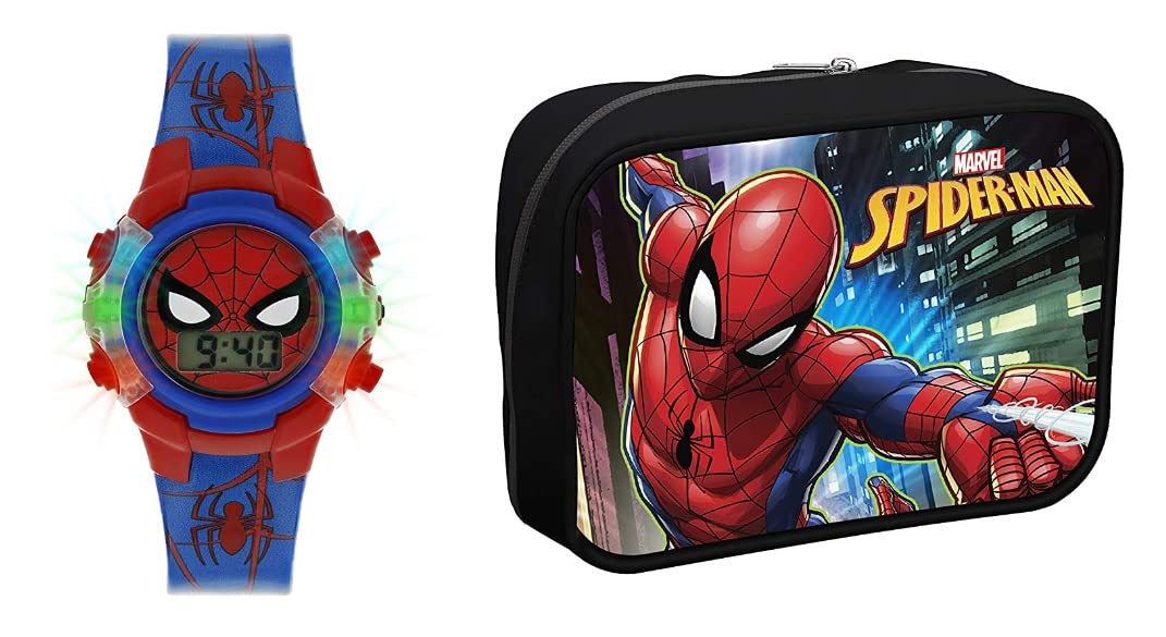 Spiderman Disney Digital Kids Blue and Red PU Strap Coin Pouch Watch SPD4504ARGSET