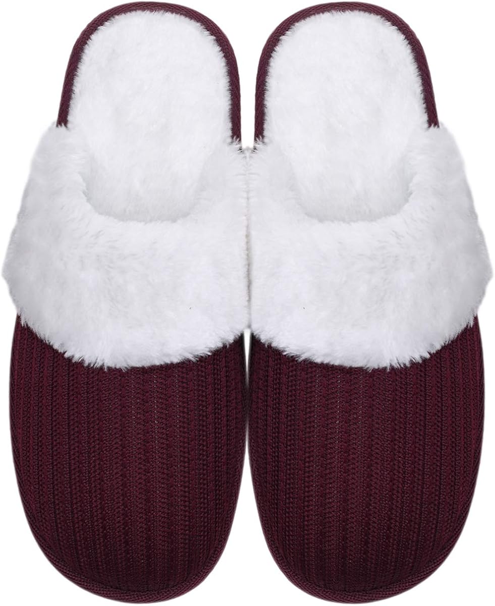 slipper shoes amazon on Amazon Com Knit Slippers For Men With Plush Lining Anti Skid Sole Slip On House Shoes Memory Foam Bedroom Slippers For Mothers Day Gifts Slippers