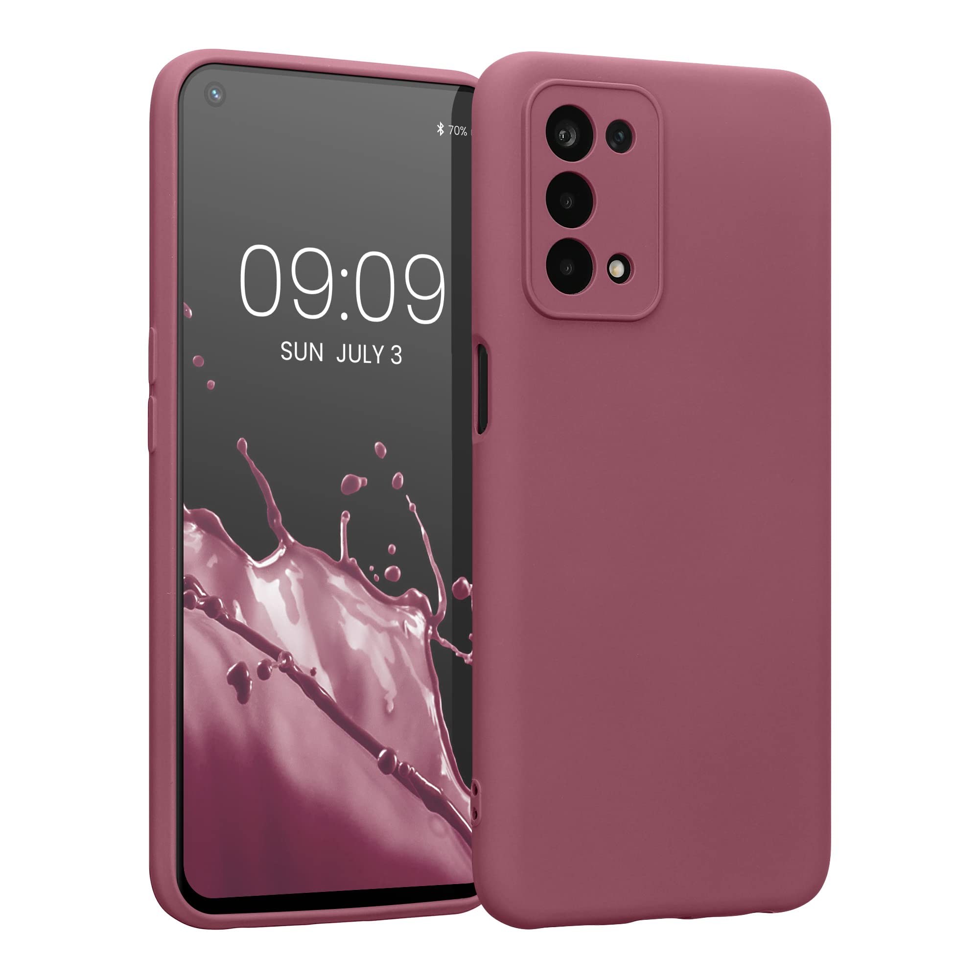kwmobile Case Compatible with Oppo A74 (5G) / A54 (5G) Case - Protective Slim TPU Cover with Soft Matte Finish - Dark Rose