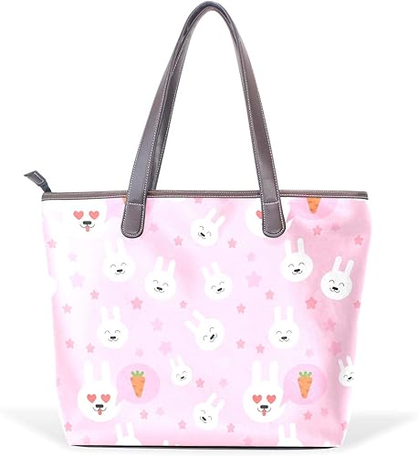 Amazon Trkgnb トートバッグ うさぎの頭のイラスト レディース Pu レザー 大容量 肩掛け 手提げ ハンド 2way マザーバッグ ショルダーバッグ ビジネス 通勤 通学 旅行 出張 ショッピング 大きめ 防水 Trkgnb トートバッグ