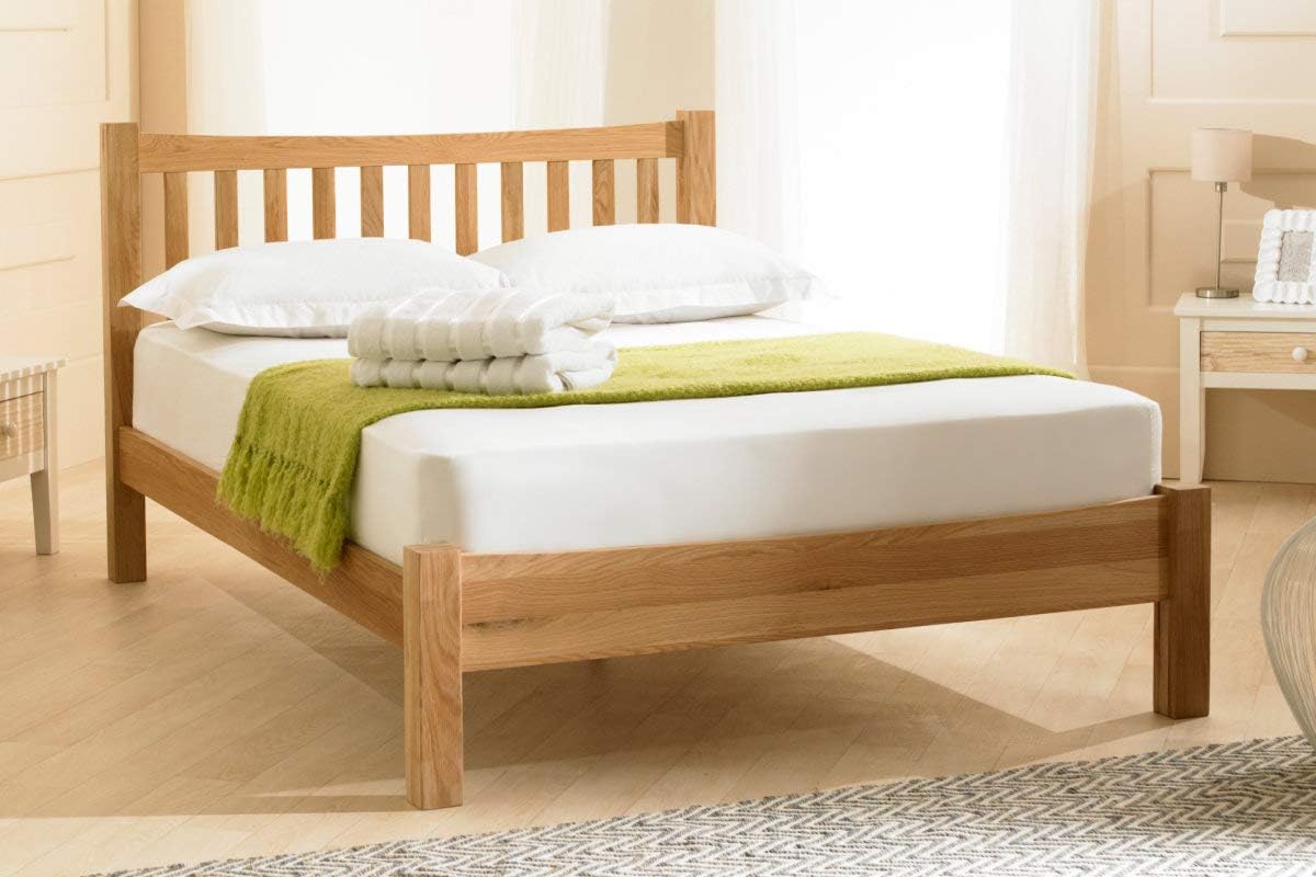 Sky Furniture Solid Oak Traditional Style Shaker Gas Lift Storage Bed, Oak, 6 ft (Super King)
