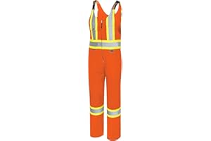 Pioneer Hi Vis Safety Overalls for Men - For Construction, Traffic, Sanitation - Class 2 - 7 Pockets - Orange - Tall Fit