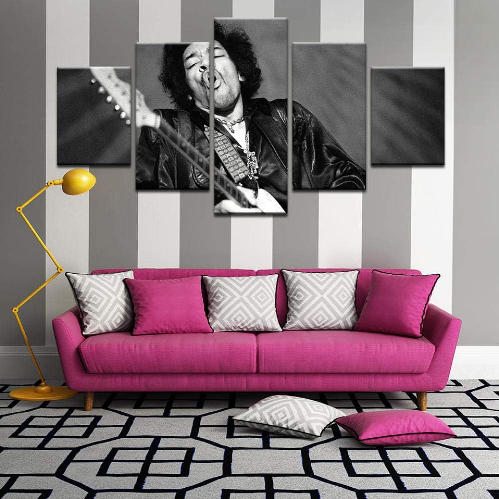 Napravi Rs Fbhfbh Vintage Black White Poster Pourjimi Hendrix Toile Peinture Pour La Maison Decoration Murale Art 5 Pcs Chanteur Photo Encadree 16x24 32 40inch Without Frame Impressions Sur Toile Tableaux