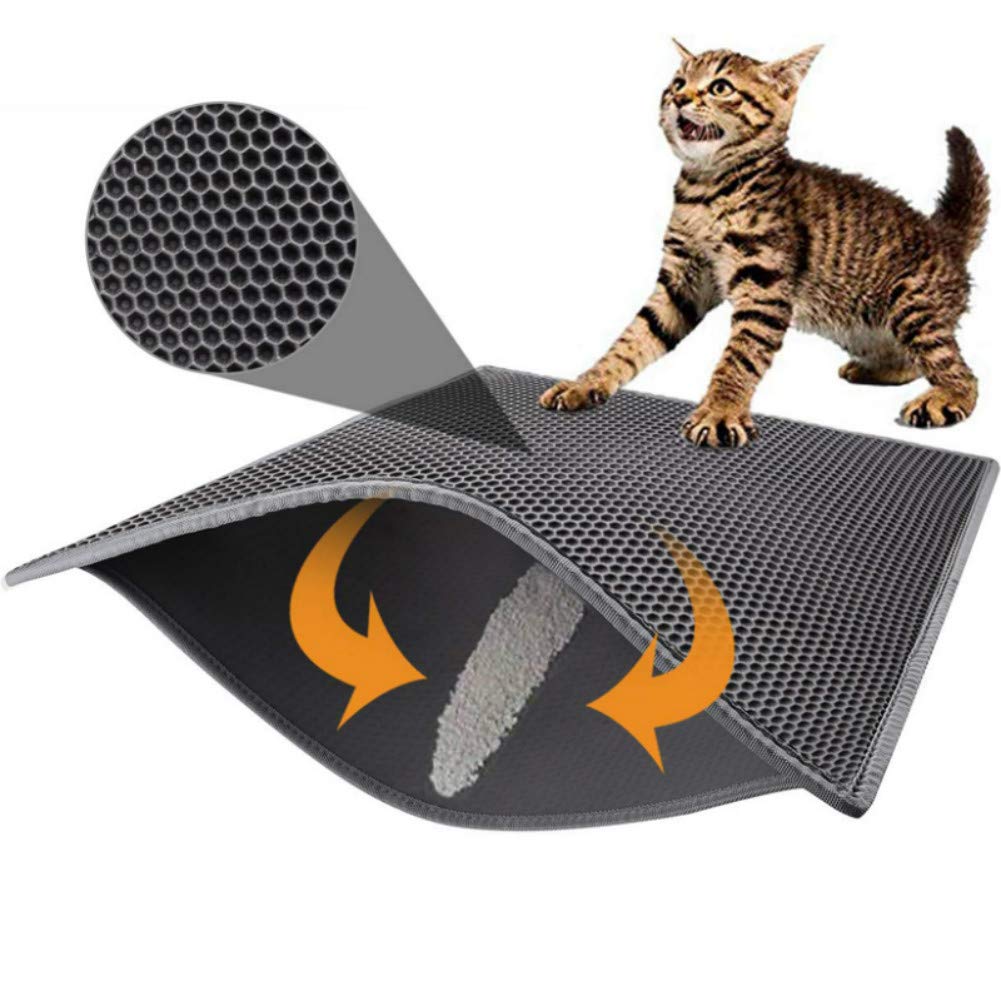 Tappetino Lettiera Per Gatti 70x55cm - Doppio Strato Impermeabile, Antiscivolo - Facile Da Pulire - Foto 4