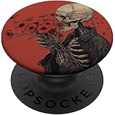 Skeleton Skull Dark Nu Goth Pastel Goth Aesthetic Flower PopSockets Adhesive PopGrip