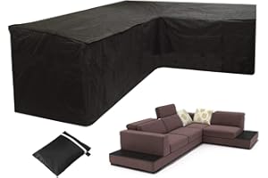TNARRU Mayhour Patio Furniture Covers Outdoor Heavy Duty Waterproof Clearence Corner Sofa Dustproof Windproof Anti-UV Sectional Couch Cover Black for Lawn Garden Yard with Hem Cord ExtraLarge,106x79inch
