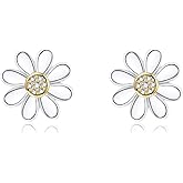 CUPENDA Daisy Earrings for Women 925 Sterling Silver Small Daisy Stud Earrings Daisy Flower Jewelry Gifts for Women Daisy Lovers