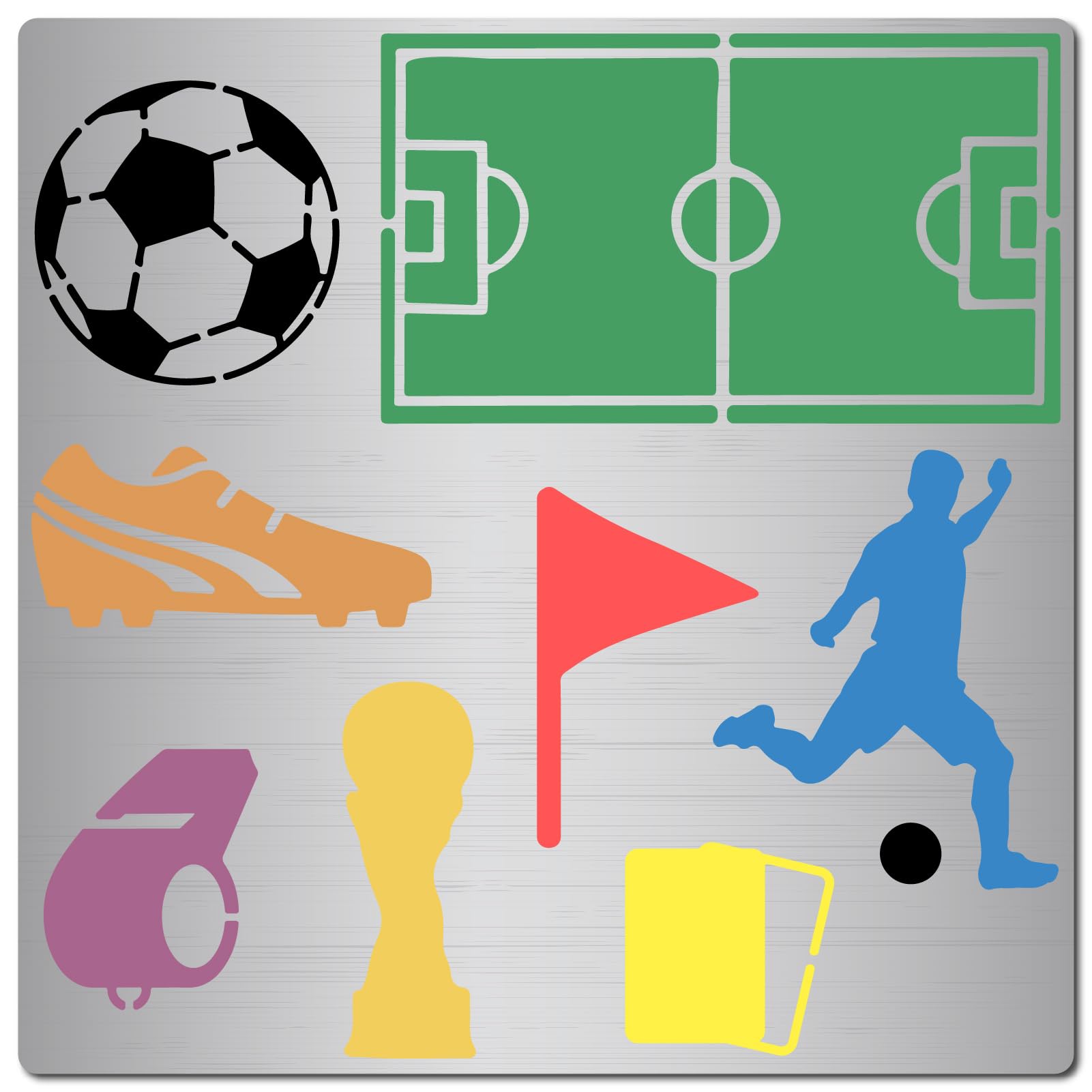 GORGECRAFT Soccer Stencil Sport Football Ground Field Shoe Drawing Stainless Steel Stencils 6.3 Inch Metal Soccer Ball Template for Painting on Wood Burning Floor Wall and Fabric Engraving Pyrography