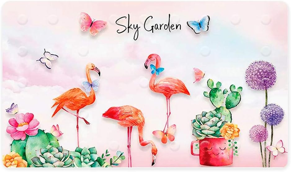 QQSX Non Slip Bath Mat Bathroom Bathtub Non Slip Mat Shower Mats Non Slip Waterproof and Non-Slip, Easy to Clean Clear (Color : Flamingo-2)
