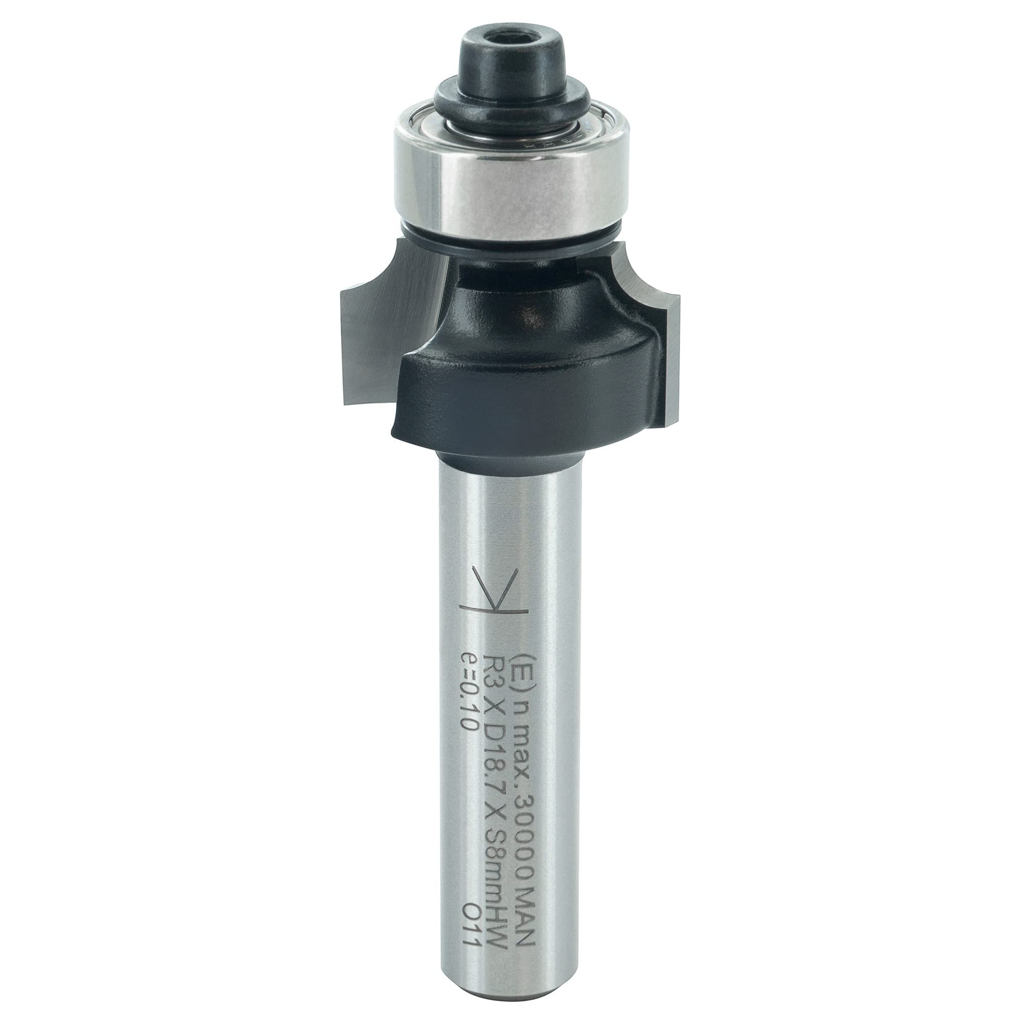ENT 14282 Rounding Over Cutter TC Shank (S) 8 mm, Diameter (D) 18,7 mm, NL 9,5 mm, R 3 mm, SL 32 mm, with Ball Bearing