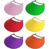 SUMERSHA 6Pcs Foam Sun Visors for Women Summer Sun Protection Hat Adjustable Soft Visors with Coil Bands - for Beach Outdoor Sports, Assorted Colors