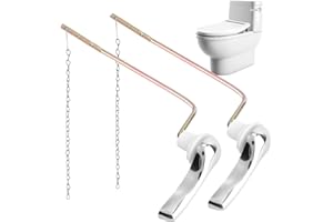Universal Toilet Handle Replacement Kit, 2 Pcs Metal Tank Flush Lever & 2 Pcs Water Valve Chain Compatible with Most Standard