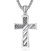 ADMETUS Cross Pendant Necklace, Protection Jewelry Religious Gifts for Men with 2.5mm 22"+2" Rolo Chain