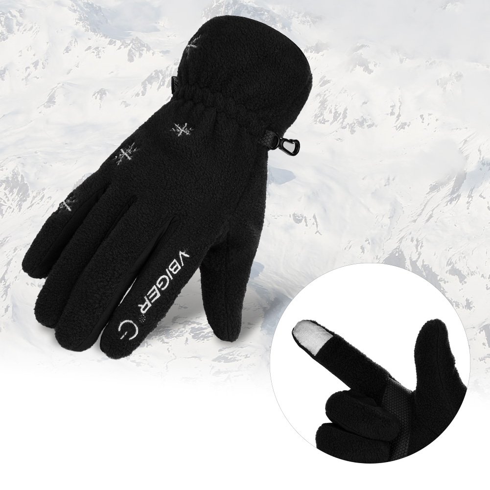 Vbiger Touchscreen Handschuhe Fleece Handschuhe Winterhandschuhe Warme Handschuhe Sporthandschuhe, Schwarz, XL