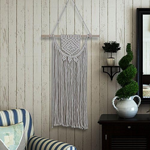 27"LX18"W Handmade Macrame Wall Hanging Wall Decor Boho Wall Art Bohemian Cotton Organic Yarn Tapestry Weave Crochet Knotted Wedding Home Decorations