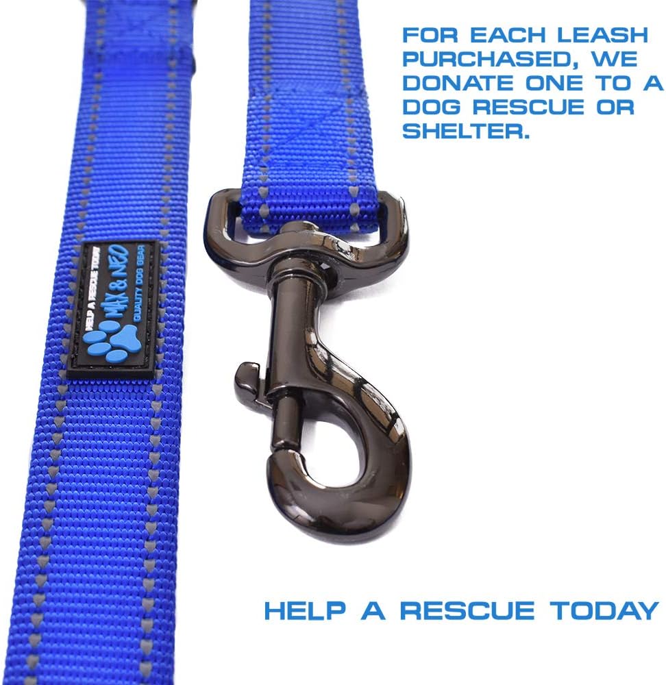Max and Neo Double Handle Traffic Dog Leash Reflective - We Donate a Leash to a Dog Rescue for Every Leash Sold (Black, 6 FT) : Pet Supplies