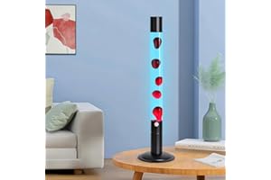 LKUA Liquid Motion Lamp, 30-Inch Magma Lamps for Adults Kids with Red Wax in Blue Liquid Motion Lamp Cool Home Office Decoration… (Blue Water Red Wax)