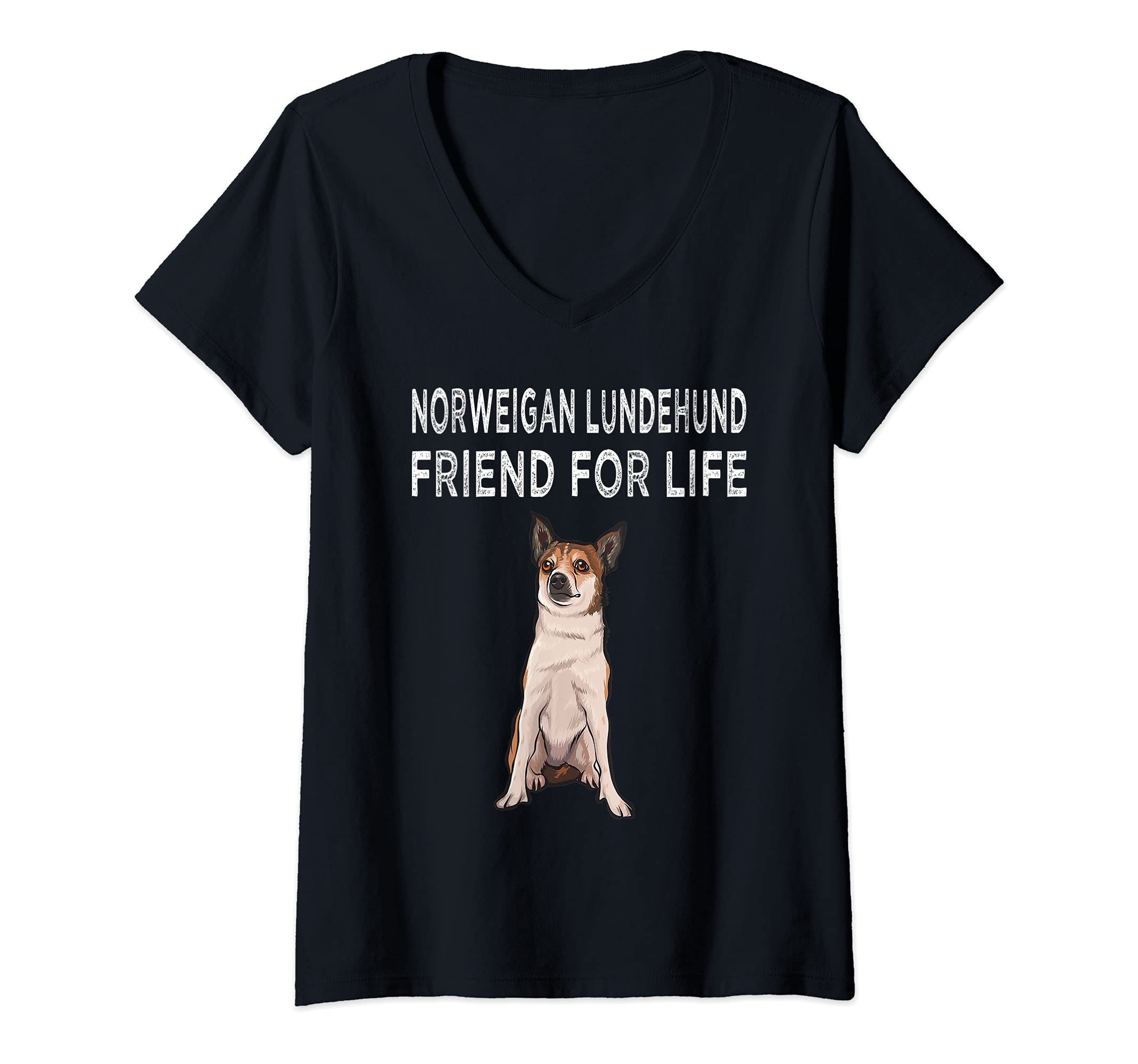 Womens Norwegian Lundehund Friend For Life Dog Friendship V-Neck T-Shirt
