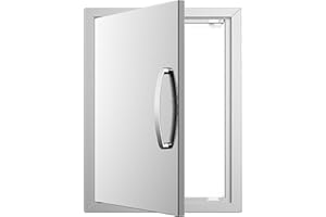 KODOM Outdoor Kitchen Doors 20''W X 27''H, Flush Mount Stainless Steel BBQ Access Doors with Vents, Single Grill Access Doors for Outdoor Kitchen Cabinets and BBQ Island