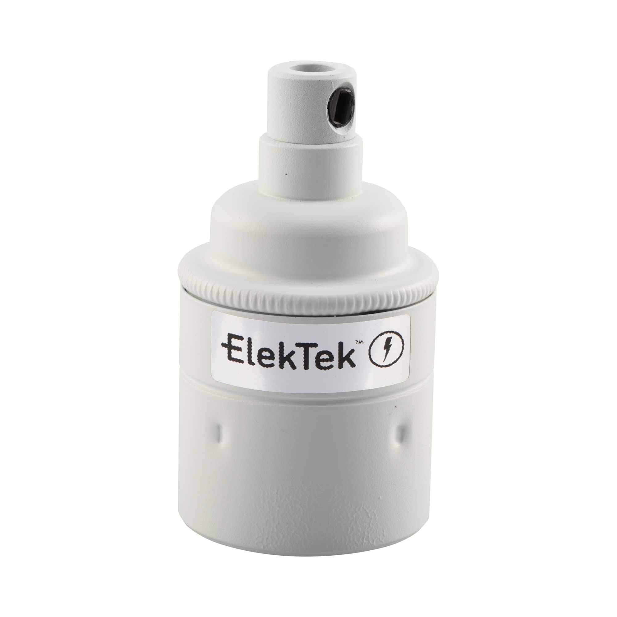 ElekTek ES E27 Plain Skirt Lamp Bulb Holder with Pendant Cord Grip - Choose Finish Colour (Brilliant White)