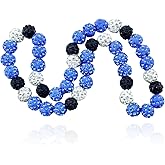 Meztole Bling Baseball Necklace Ice Collection Necklace for Boys Men,Glitter Rhinestone Baseball Beaded Necklaces for Competitive Athletes,Inspired Sports Jewelry Accessory 16" 18" 20"