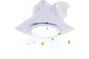 Yopmb Bathroom Exhaust Fan with LED Light, Square Ceiling Mount Quiet Exhaust Fan for Bathroom/Shower/Home/Office/Restroom，1.0 Sones 110 CFM 110V 4" Duct, White