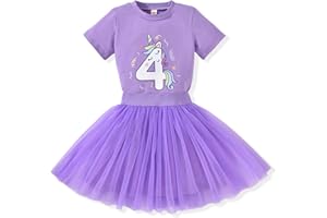 CPEI 4th Birthday Outfit Girl,4 Year Old Fourth Four Shirt Skirt Outfit for Toddler Girls