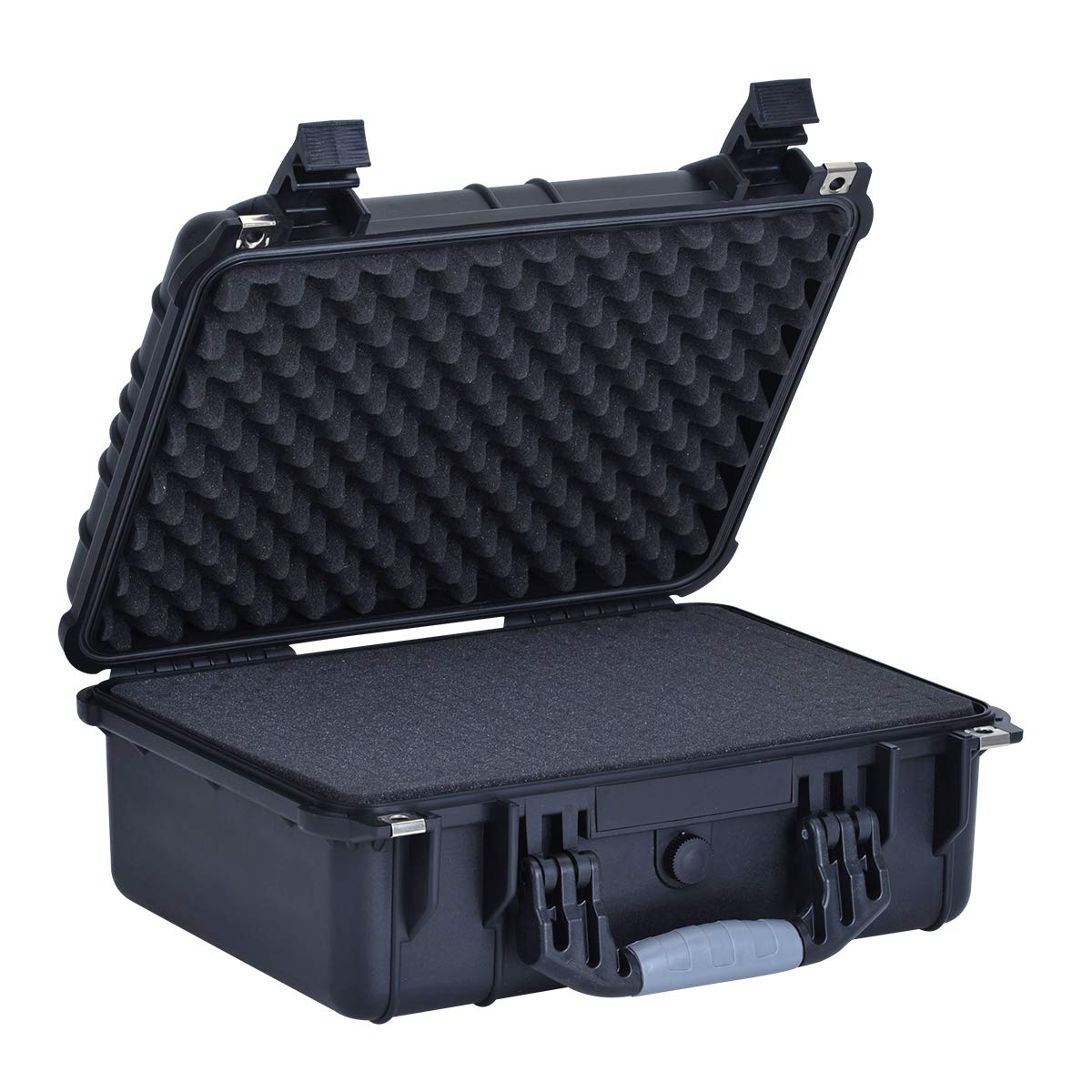 MIEJIA Portable All Weather Waterproof Camera Case with Foam,Fit Use of Drones,Camera,Equipments,Pistols,Elegant Black,15.98x12.99x6.85inches