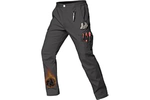 CARWORNIC Men's Ripstop Fleece Lined Tactical Work Pants Warm Water Resistant Flex Utility Cargo Skiing Hiking Pants