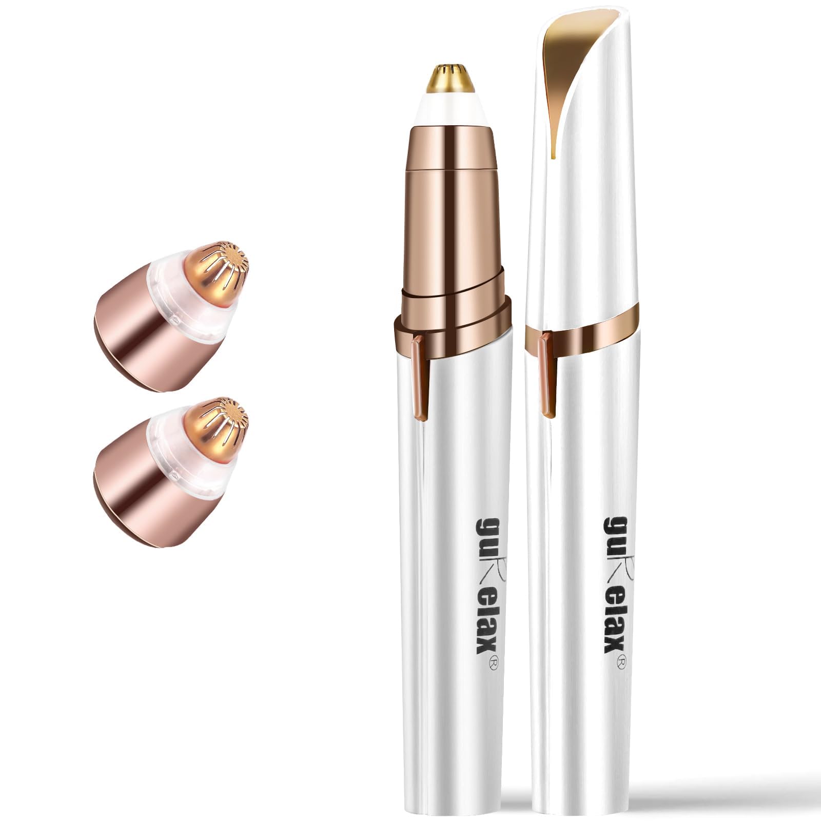 Eyebrow Hair Remover, Rechargeable Electric Eyebrow Trimmer Epilator with LED Lihgt for Women, Portable Painless Eyebrow Hair Removal Razor with 2 x Replacement Heads