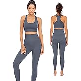 Workout Sets for Women 2 Piece High Waisted Seamless Leggings with Padded Stretchy Sports Bra Sets Gym Clothes
