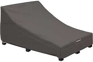 Classic Accessories 55-454-015101-EC Ravenna Water-Resistant 80 x 55 Inch Double Wide Patio Chaise Lounge Chair Cover,Taupe,Double Wide Chaise Lounge, Patio Furniture Covers