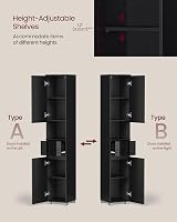 VASAGLE Tall Bathroom Cabinet Slim Storage Narrow Cupboard Ink Black BBC560B01 view 4
