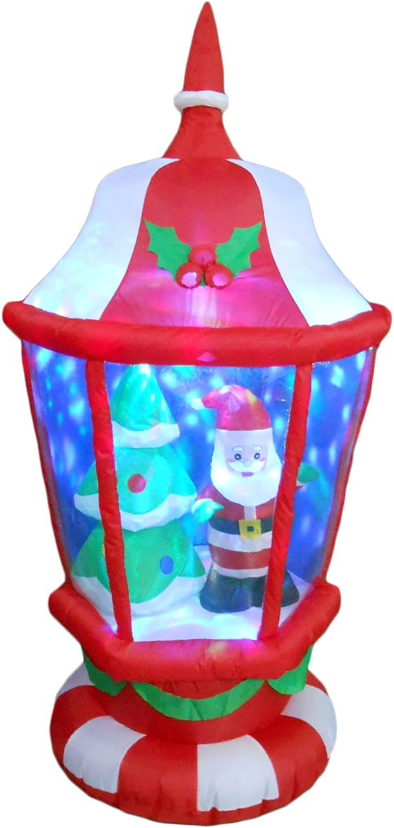6 Foot Tall Lighted Christmas Inflatable Lantern with Santa and Tree