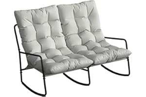 Outsunny 2-Person Outdoor Rocking Chair, Patio Rocking Chair with Cushions, Outdoor Bench Rocker with All Weather Mesh Seat, 