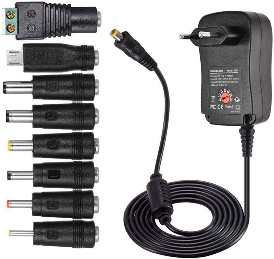 Remaxm 30W Universal Mains AC DC Power Adapter 3V To 12V Voltage Charger Supply with 8 Tips
