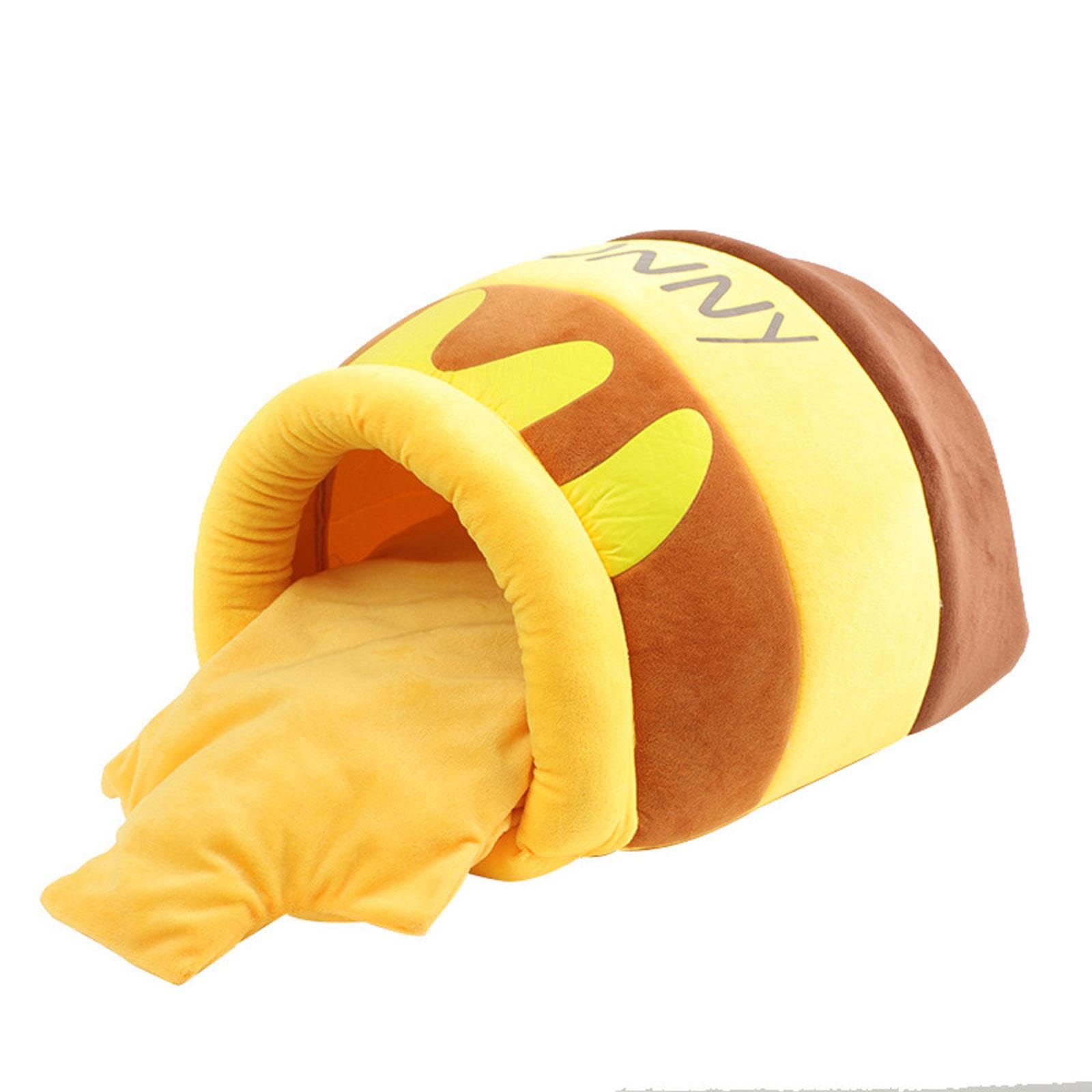 Sharplace Pet Cat Bed Cave Washable Small Dog House Puppy Kennel Removable Cushion, Cute Semienclosed Honey Pot Sleeping Bed for Cats under 7.5 KG, Large
