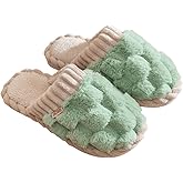 XMFBSY Pantuflas Winter Gingham Fuzzy Plush Slippers Women Men Indoor Soft Warm Faux Fur Bedroom Slides Adults Fluffy Slip on House Shoes Zapatillas
