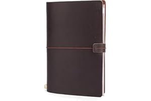 TIDING Leather Notebook Travel Journal for Men & Women, Refillable A5 Writing Journals Diary with 6 Card Slots and Pocket